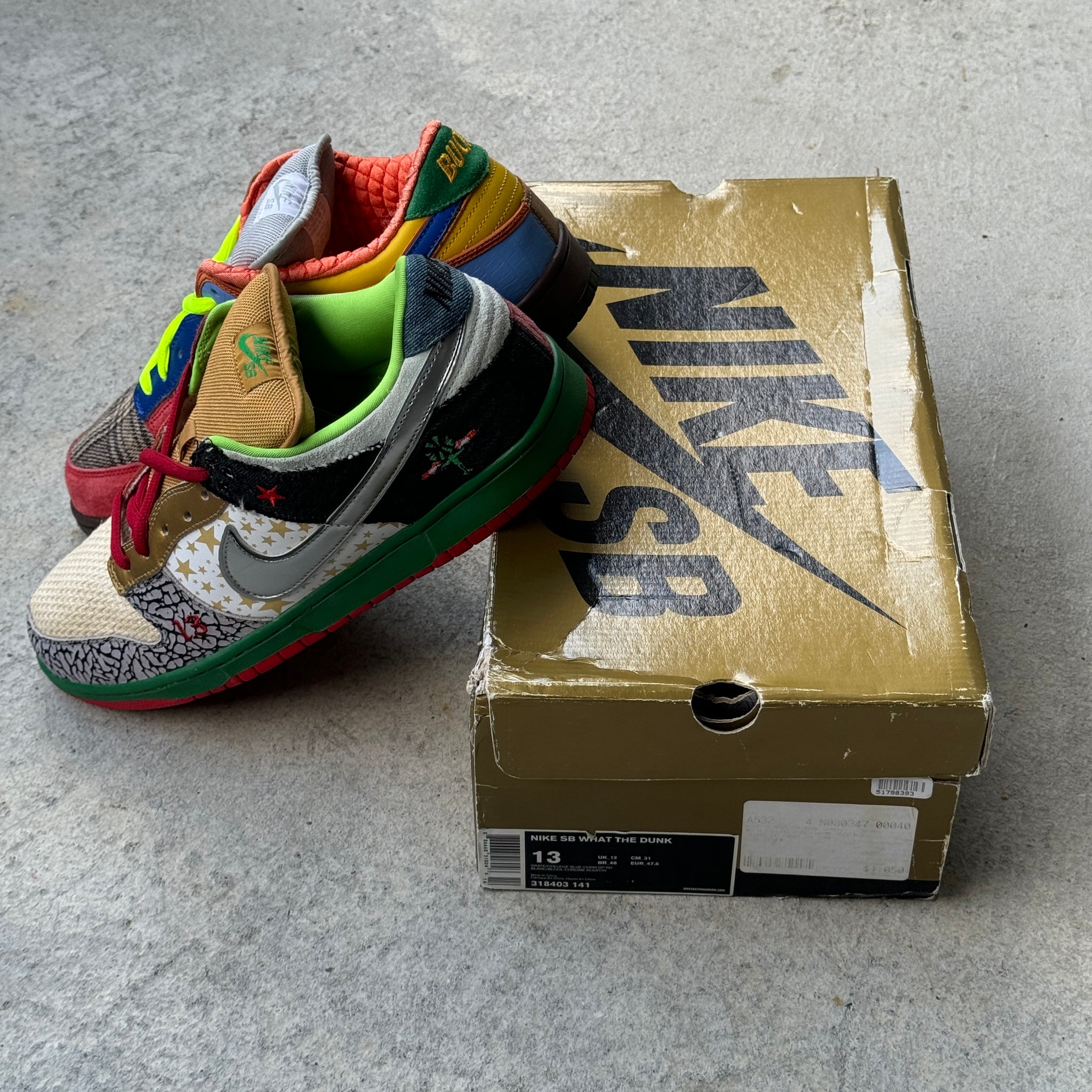 13 US - NIKE SB DUNK LOW WHAT THE DUNK W BOX 2007