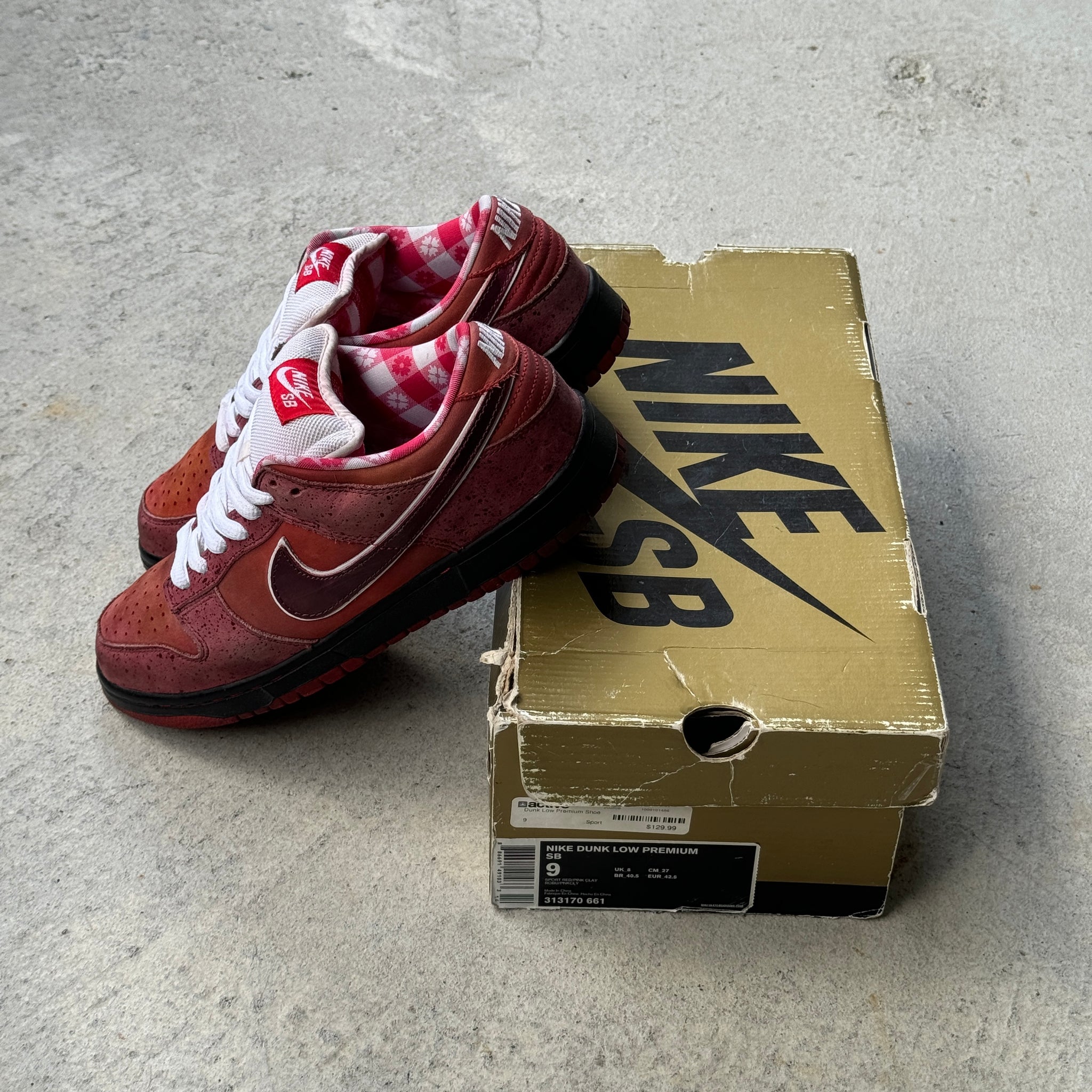 9 US - NIKE SB DUNK LOW RED LOBSTER W BOX 2008